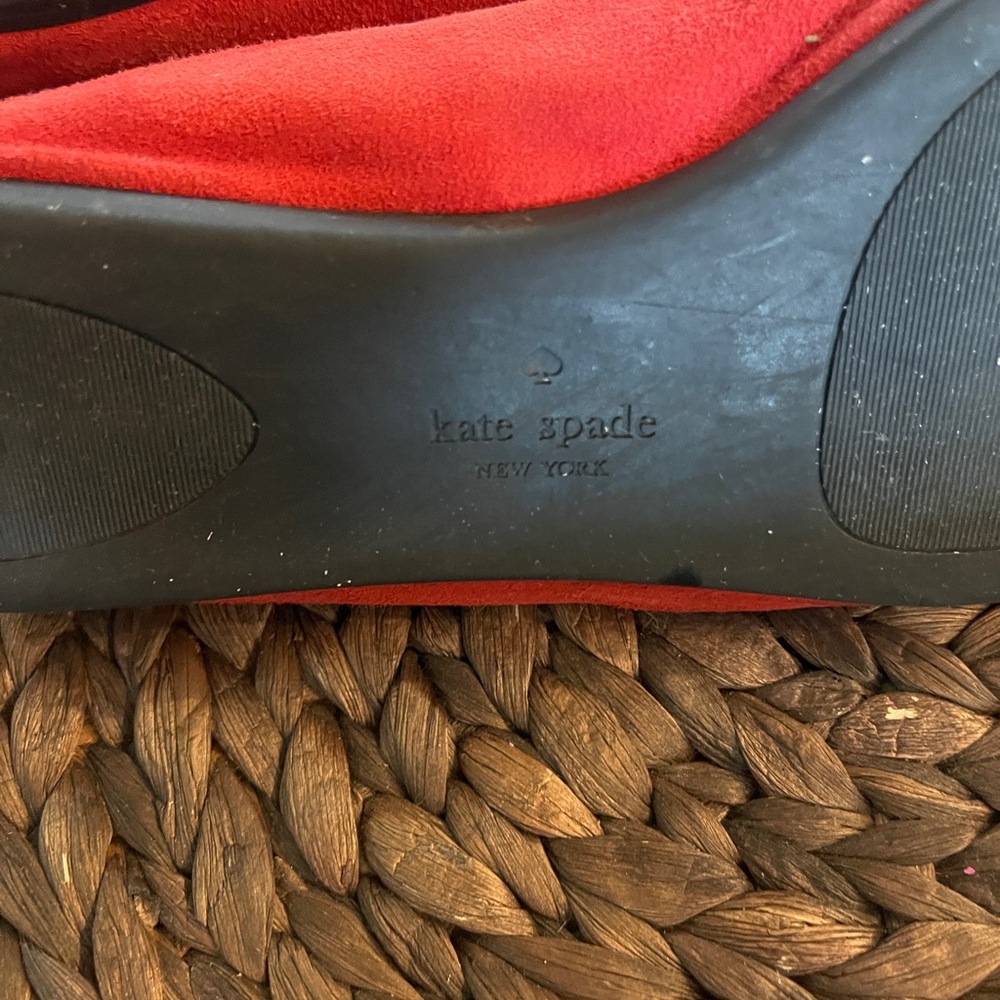 Kate Spade Red Flats with Floral Detail - Picture 2 of 7